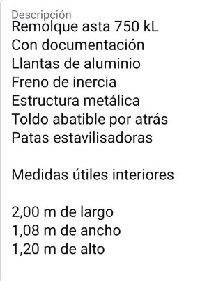 Remolque 750 kg con documentación