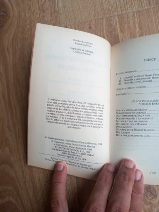 DAVID HUME: De los prejuicios morales y otros ensa