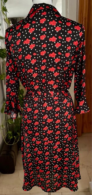 Vestido midi estampado flores y lunares