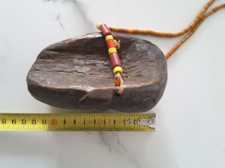 2 Colgantes Etiopes Antiguos Madera y Cuentas