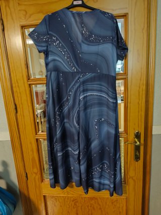 Vestido midi estampado azul y gris Talla XL
