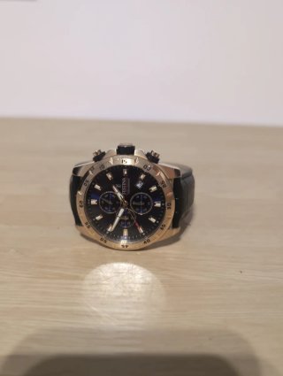 Reloj Festina Dorado Esfera Azul Correa Negra