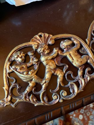 4 apliques querubines bronce dorado antiguo