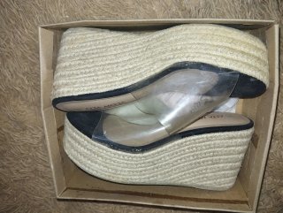 ALTA MODA Sandalias Cuña Transparentes Beige/Negro