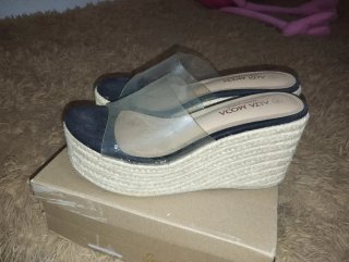 ALTA MODA Sandalias Cuña Transparentes Beige/Negro
