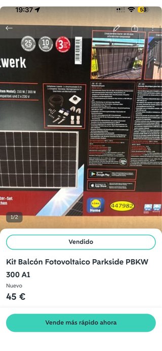 Kit Balcón Fotovoltaico Parkside 300 A1 + placa
