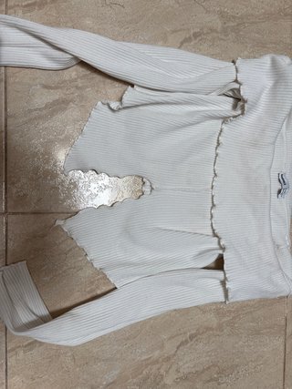 Top Bershka blanco manga larga Talla S