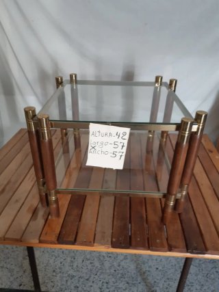 Mesa de centro cristal y madera