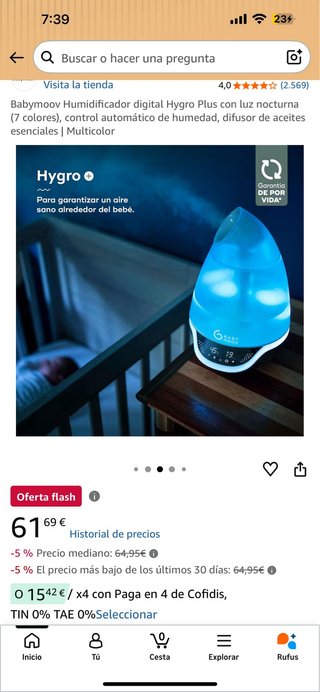 Babymoov Humidificador Hygro Plus Luz Nocturna