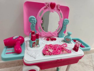 Trolley specchiera beauty rosa e azzurro