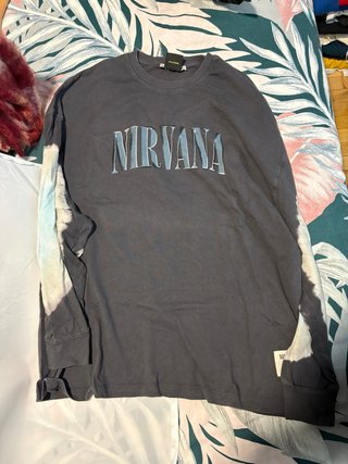 Camiseta Nirvana Manga Larga Gris Multicolor