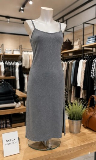 Vestido gris de tirantes tallaM
