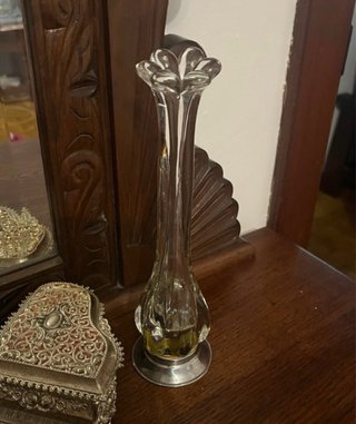 Jarron violetero plata y cristal de bohemia