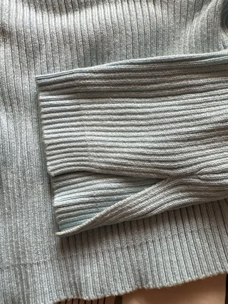 Pull and Bear Top Manga Larga Azul Talla S