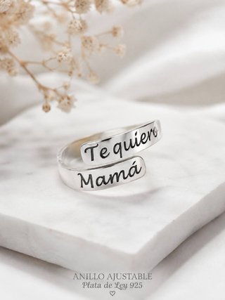 Anillo Plata 2 Nombres Personalizado Ajustable