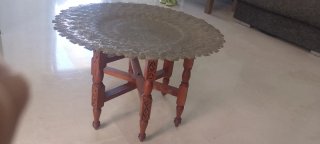Mesa de té marroquí metal y madera