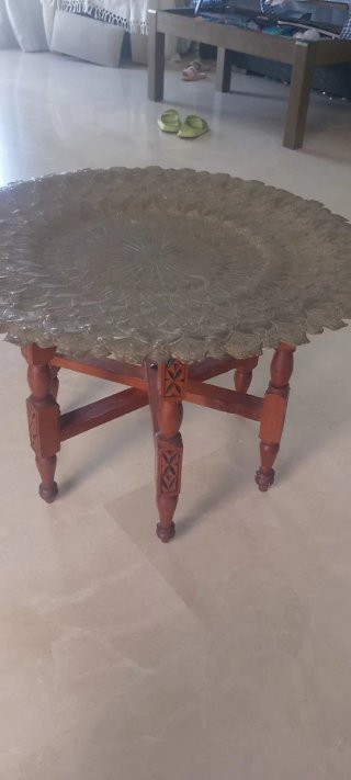 Mesa de té marroquí metal y madera