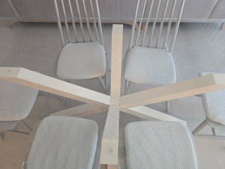 Mesa comedor cristal 180x95 + 6 sillas