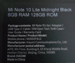 Xiaomi Note 10 Lite
