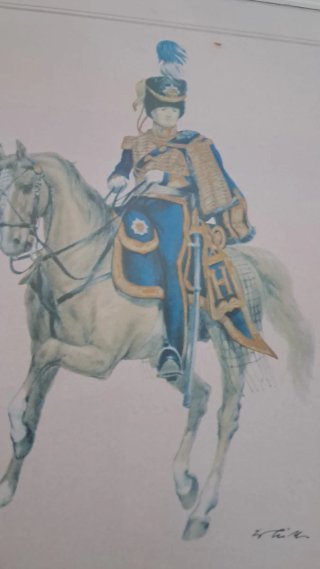 Coppia stampe militari a cavallo