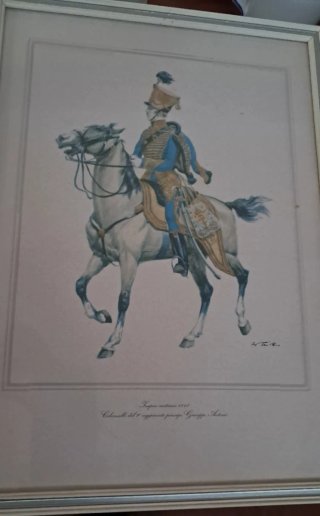 Coppia stampe militari a cavallo