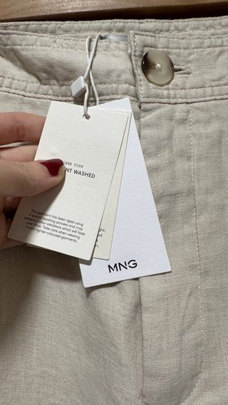 Pantalón recto lino tiro alto