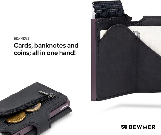 Cartera Minimalista BEWMER RFID Negro-púrpura