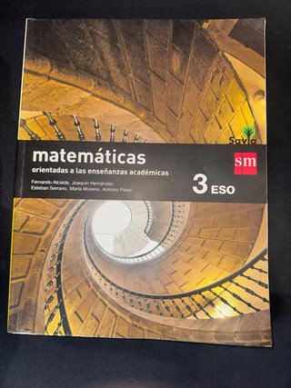 Libro Matemáticas 3º ESO sm