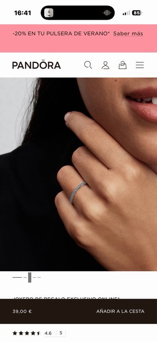 Anillo Pandora Rosa y Plateado