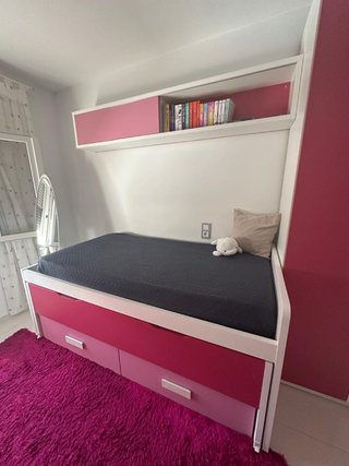 Dormitorio juvenil completo - blanco y rosa