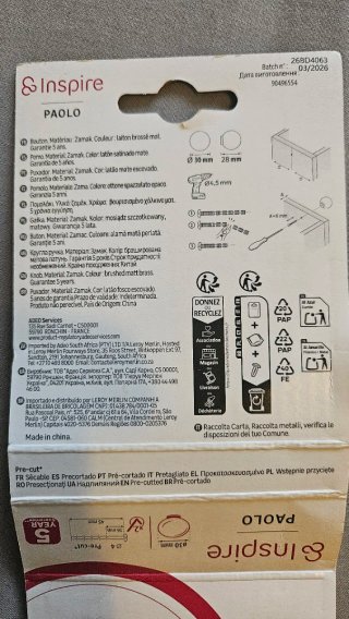 Pomos dorados con tornillos (6 unidades)