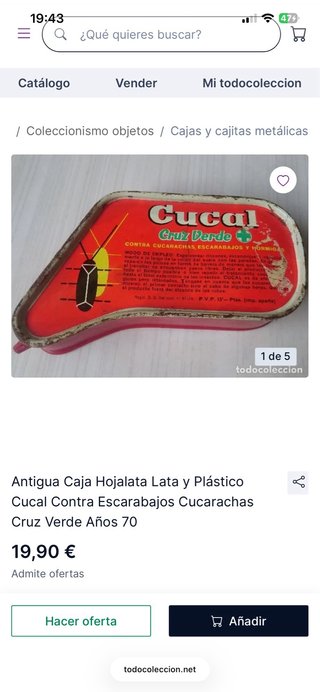 Lata Insecticida Cucal Cruz Verde 1951