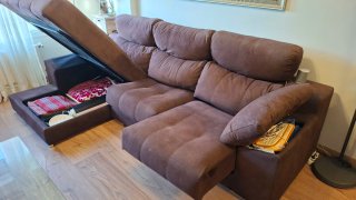 Sofá chaise longue marrón