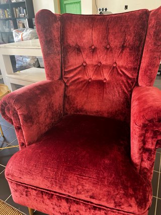 Pareja Sillones Orejones Terciopelo Rojo