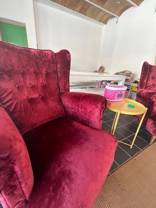 Pareja Sillones Orejones Terciopelo Rojo