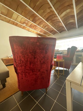 Pareja Sillones Orejones Terciopelo Rojo