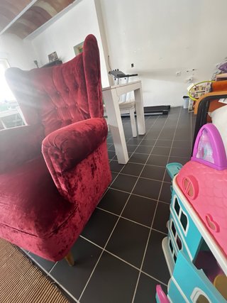 Pareja Sillones Orejones Terciopelo Rojo