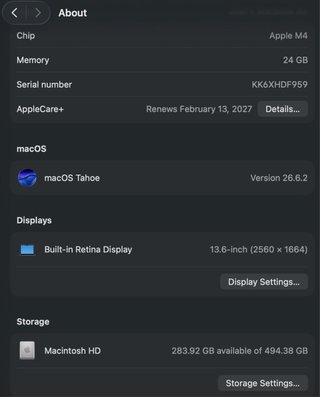 MacBook Air M4 13 24GB/512GB con Apple Care+