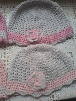 Lote 2 Gorros de Lana Niña Gris y Rosa