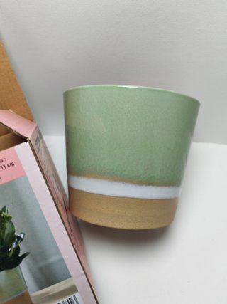 Vaso ceramica beige e verde