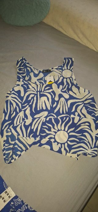 Camiseta TEX Mujer Talla M Estampado Azul/Blanco