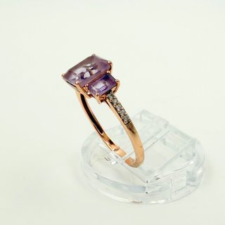 Anillo Diamantes Oro Rosa 18K; Talla 16; 2,41g.