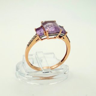 Anillo Diamantes Oro Rosa 18K; Talla 16; 2,41g.