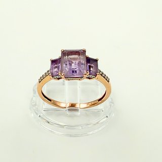 Anillo Diamantes Oro Rosa 18K; Talla 16; 2,41g.