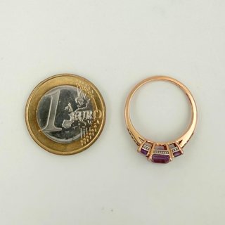 Anillo Diamantes Oro Rosa 18K; Talla 16; 2,41g.