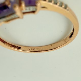 Anillo Diamantes Oro Rosa 18K; Talla 16; 2,41g.