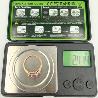 Anillo Diamantes Oro Rosa 18K; Talla 16; 2,41g.