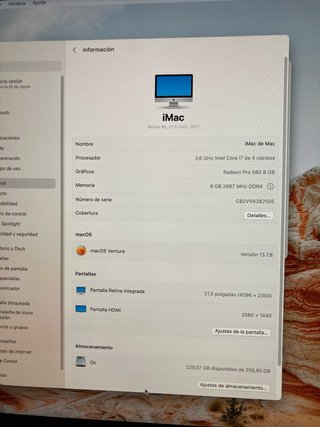 Imac 21,5” Retina 4K i7 2017