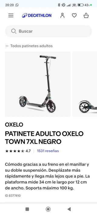 Patinete Oxelo Town 7XL