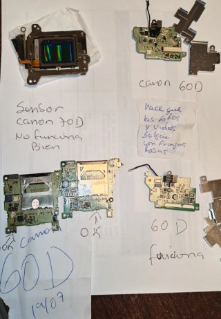 Lote piezas camara Canon 70 60D tapas y cables fle